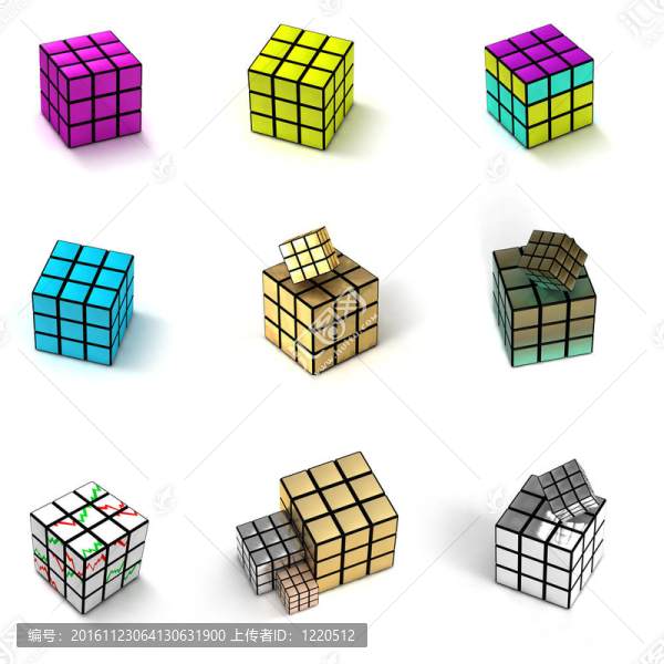 9種類型的魔方的立方體