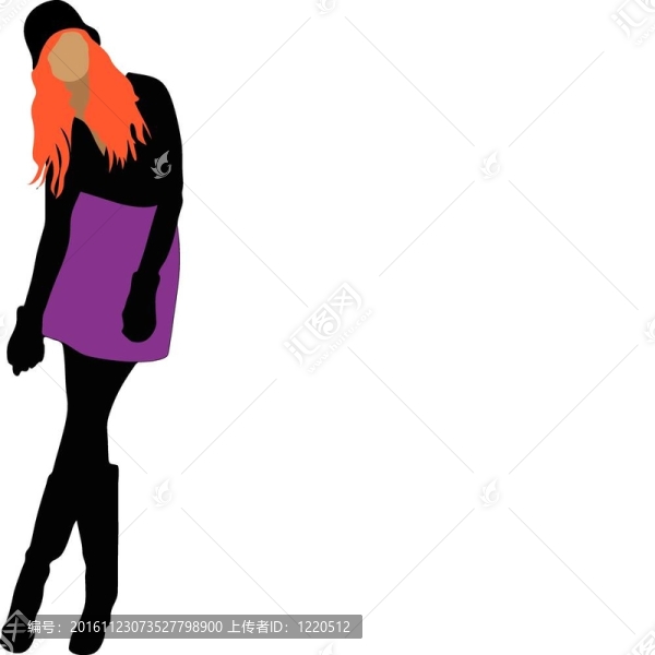 紅發(fā)時尚戴帽子的女人我