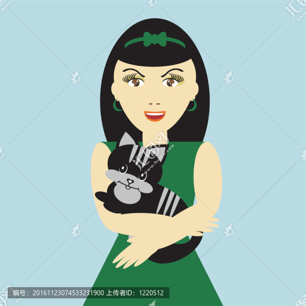 漂亮的女孩和貓