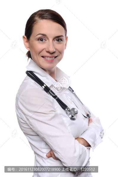 女醫(yī)生用聽診器