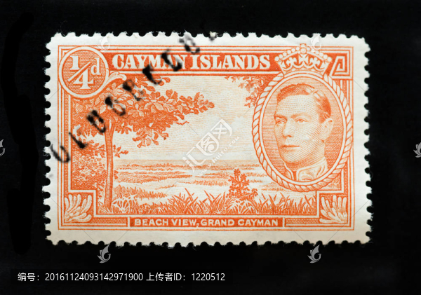 開曼群島約1938年份的郵票描繪海景和King,George第六插圖