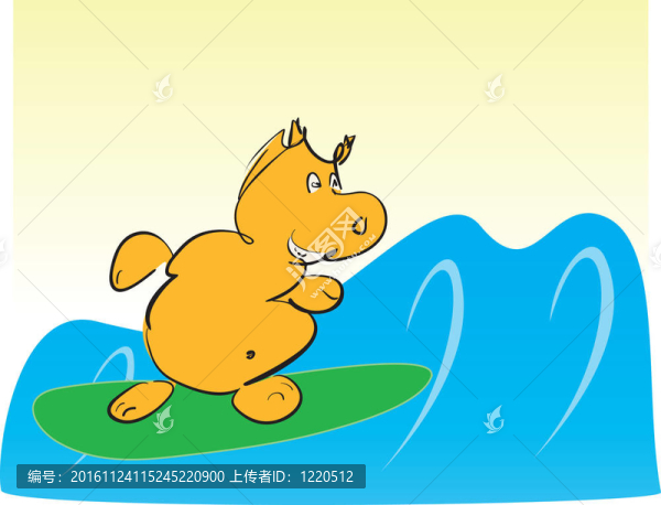 河馬沖浪板上
