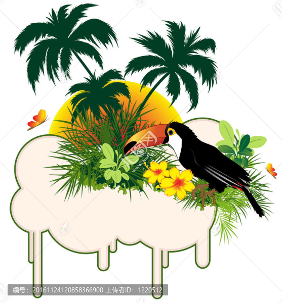 熱帶鳥(niǎo)類(lèi)和棕櫚樹(shù)