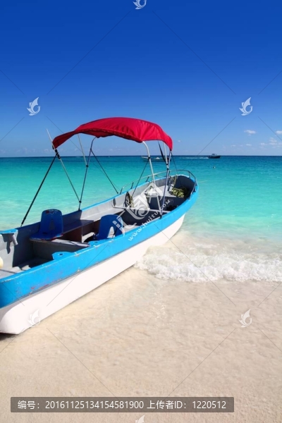 船熱帶海灘加勒比海綠松石海