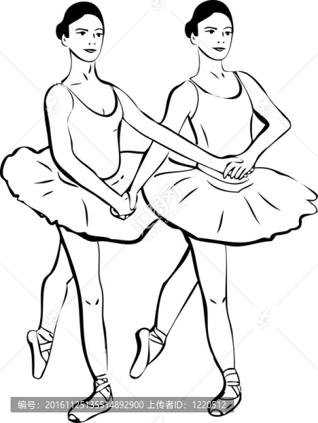 兩個女孩站在一對芭蕾舞演員