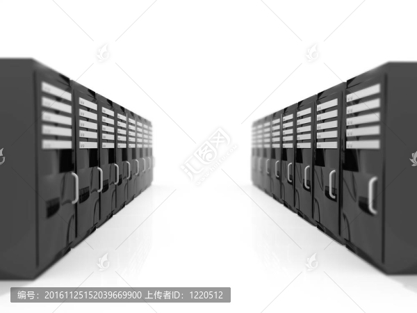在一個(gè)白色的地板serverracks及包裝