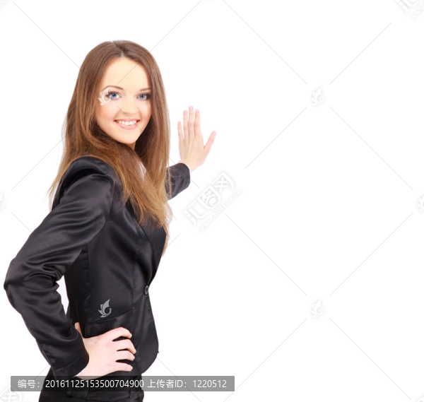 幸福美麗的女人看著你的產(chǎn)品以極大的喜悅