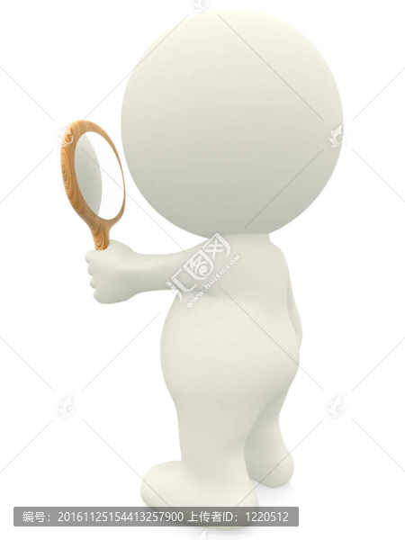 3D人看著鏡子