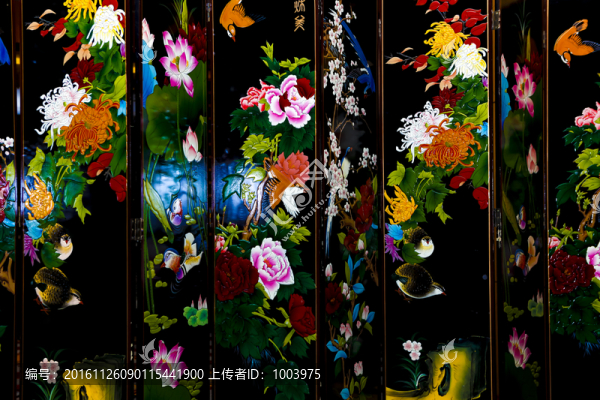 花開富貴,屏風(fēng)