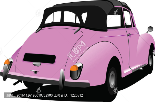 粉紅色的老爺車敞篷車上