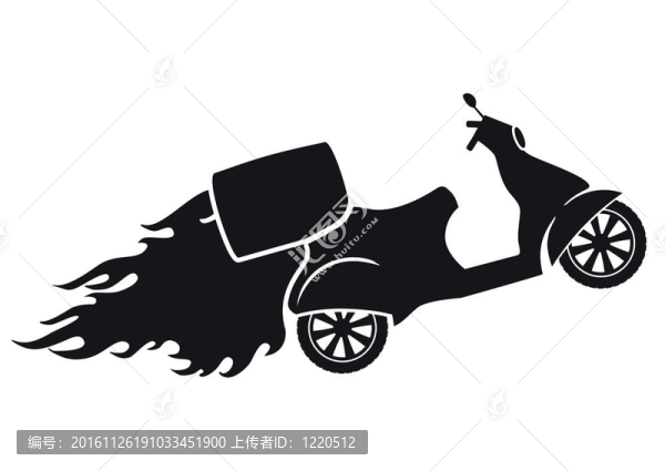 滑板車(chē)剪影-快速交付服務(wù)符號(hào)