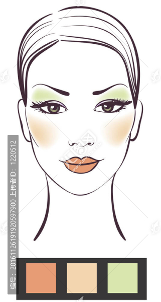美女女孩面部搭配插畫