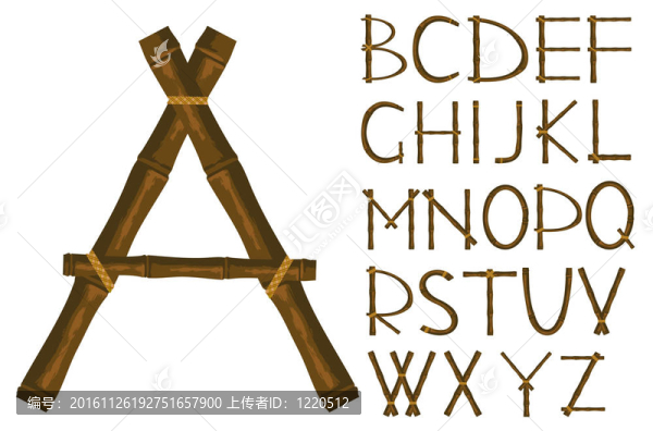 由樂隊連接的竹條字母