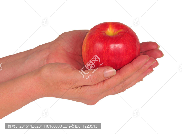 維持一個(gè)紅蘋(píng)果的手的圖片