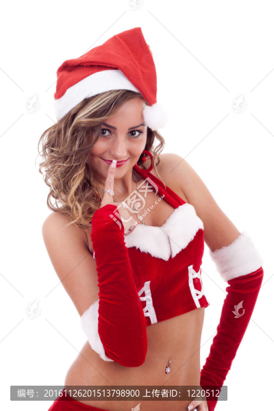 快樂的女孩打扮成Santa