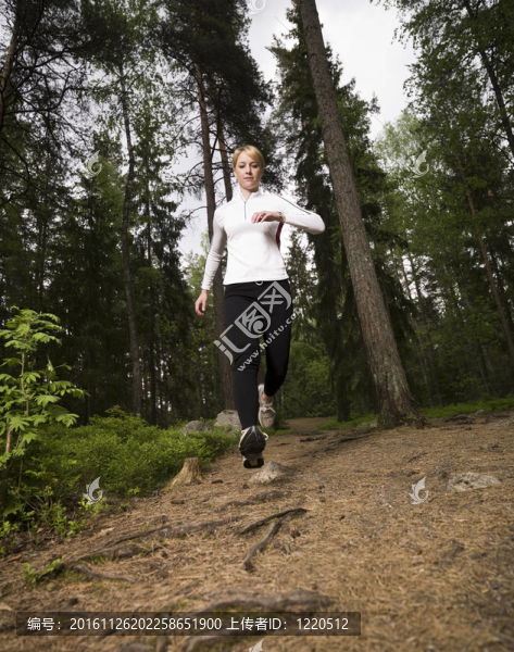 在樹林里奔跑的女人