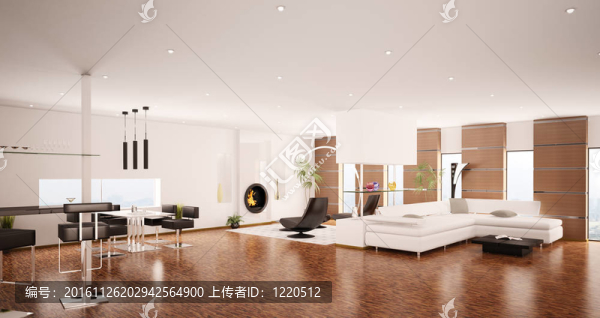現(xiàn)代公寓3D渲染的內(nèi)部