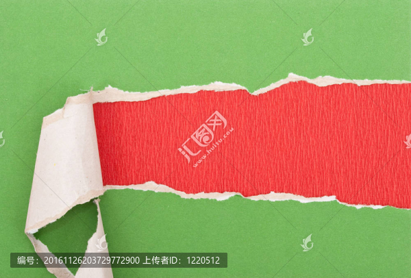 紅紙上的綠色撕紙