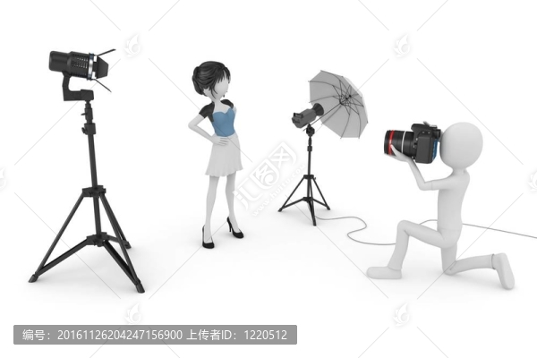 3D男人和女孩工作室照片會議