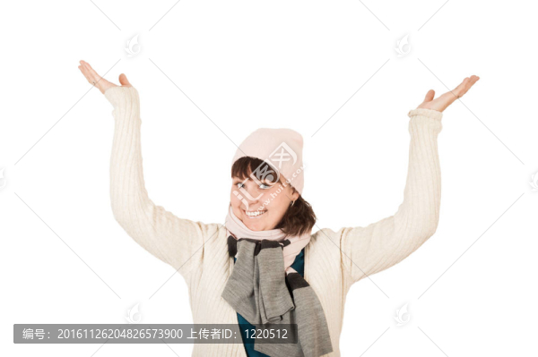 在照片上美麗的少女在白色背景