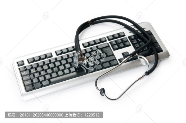 聽診器和鍵盤說明概念的數(shù)字安全