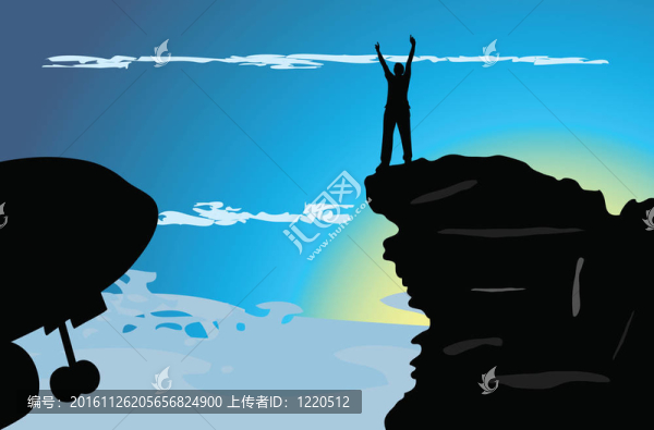 山頂上的人插圖