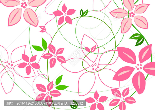 白色的粉紅色的花和漩渦