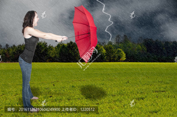女子拿著雨傘