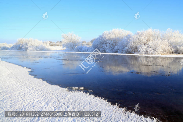 海岸河上的雪叢