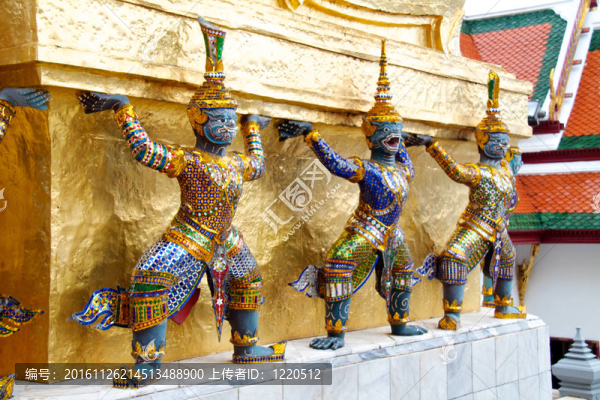 在Wat,Phra,Kaeo巨頭皇家宮殿；曼谷；泰國