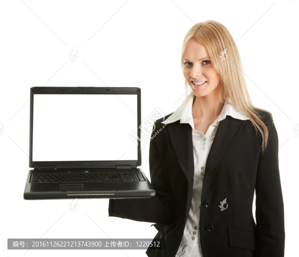 商業(yè)女性呈現(xiàn)laptopn