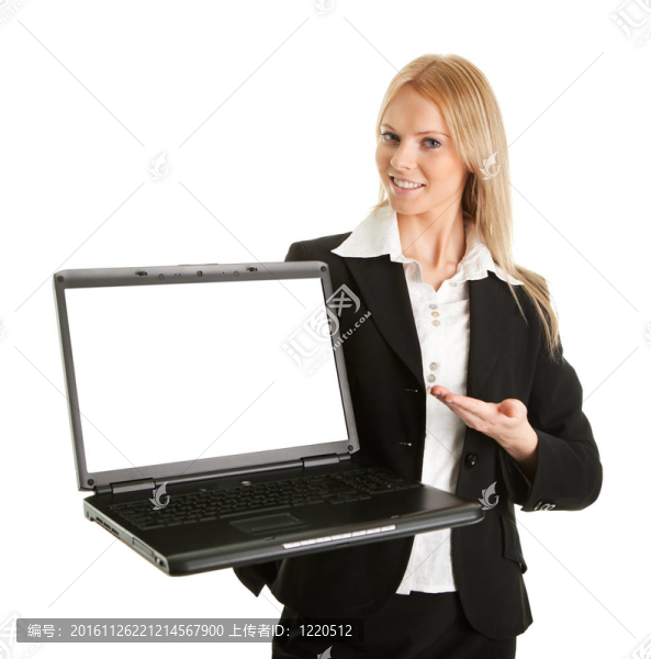 商業(yè)女性呈現(xiàn)laptopn