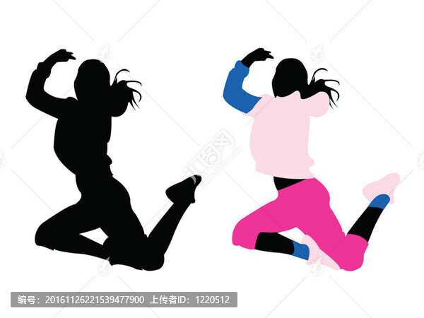 剪影女孩健身；舞蹈