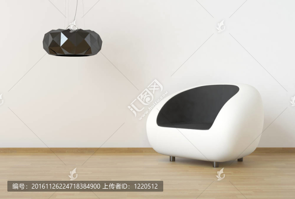 室內設計場景與白色和黑色家具在干凈的墻上