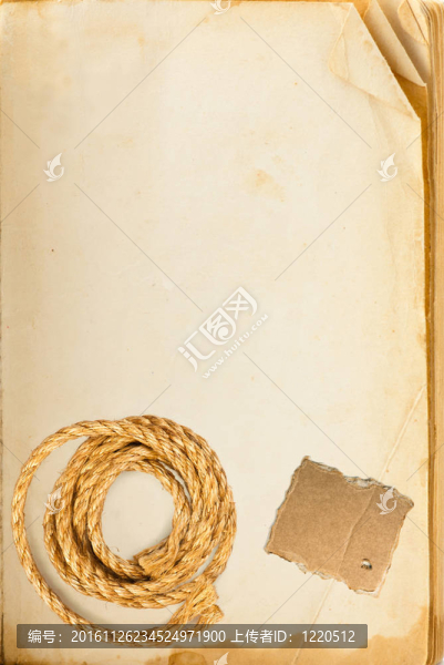 舊書頁；麻繩和紙板