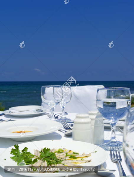 Gourme午餐的地中海岸