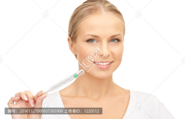 帶溫度計(jì)的迷人女醫(yī)生