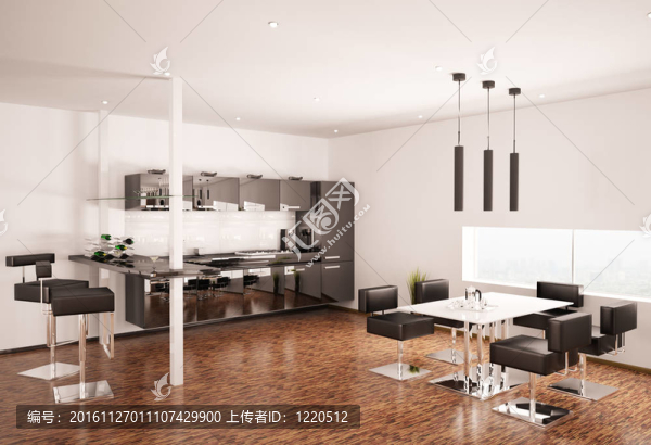 現(xiàn)代廚房3D渲染