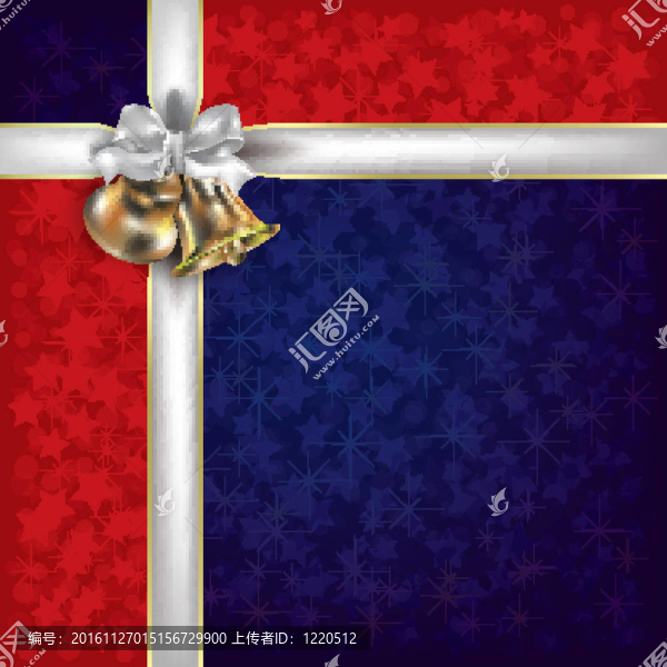 圣誕紅藍(lán)問候與白色禮品絲帶