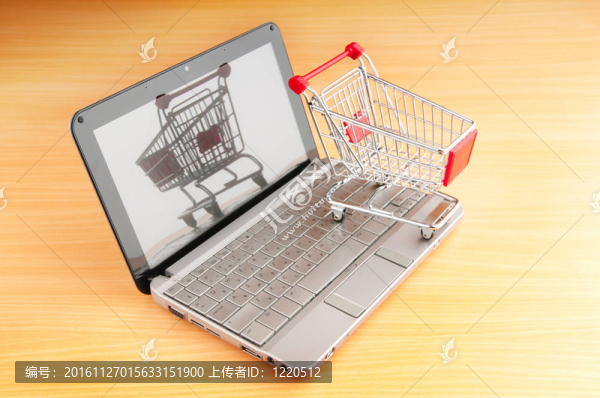 網(wǎng)上購物與電腦和購物車