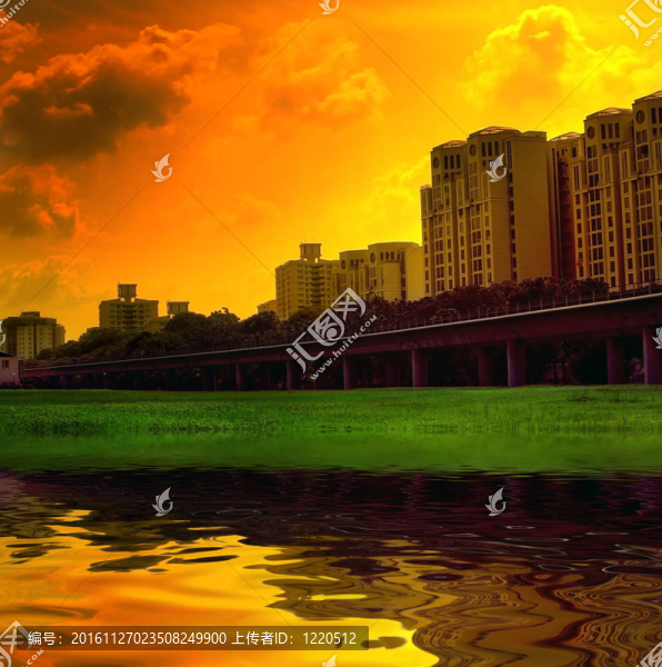 生動(dòng)的城市日落場(chǎng)景