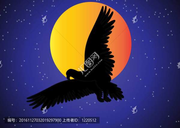moon背景下的雄鷹