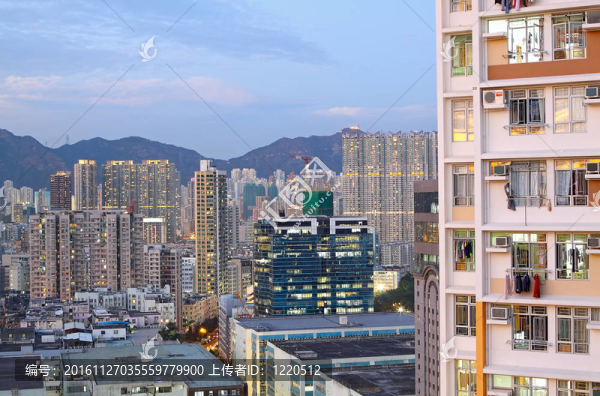 亞洲城市市中心的廣角鏡頭；香港