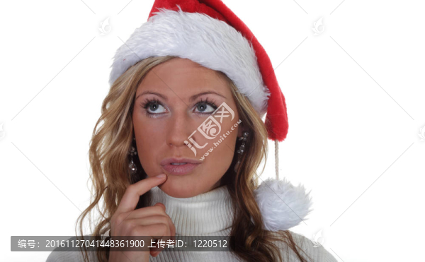 年輕女性與Santa,Hat