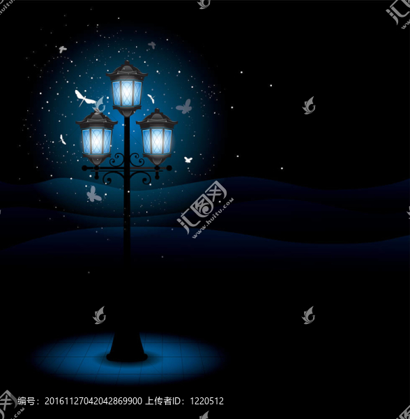 夜晚的舊路燈