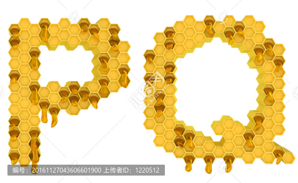 蜂蜜字體P和Q字母隔離