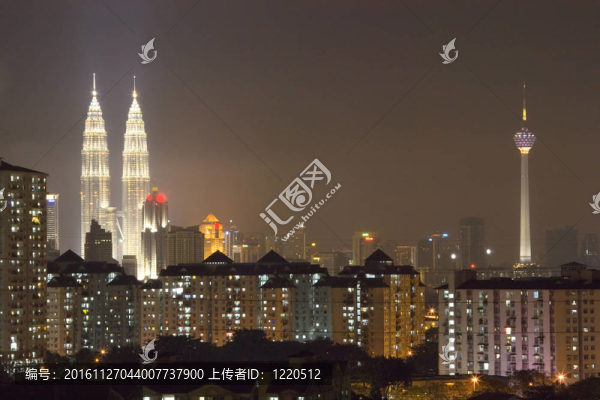 夜晚的城市天際線
