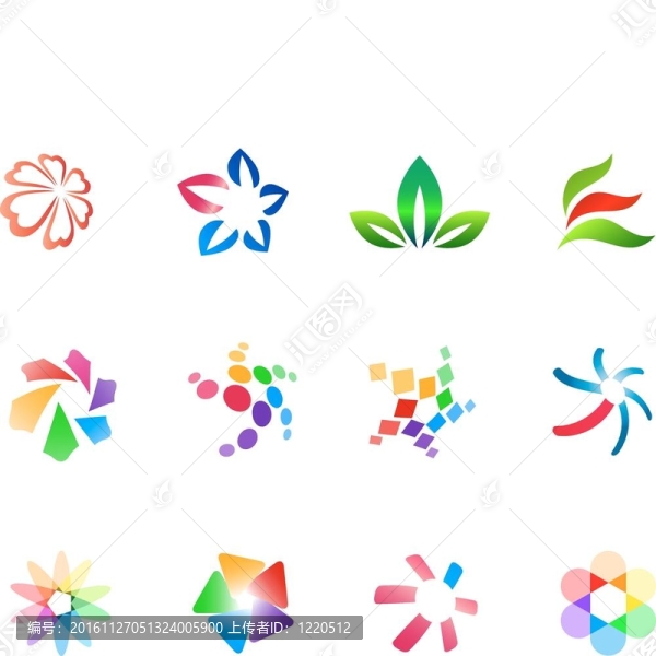 12種不同顏色符號(hào)：（集合3）