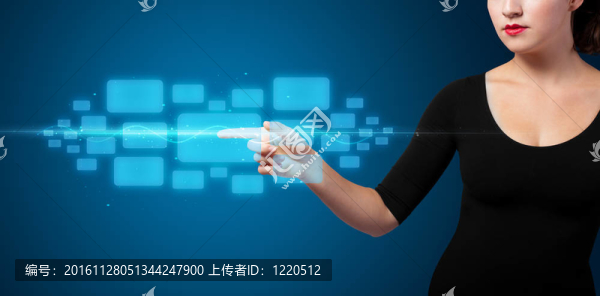商人按高技術(shù)型現(xiàn)代按鈕