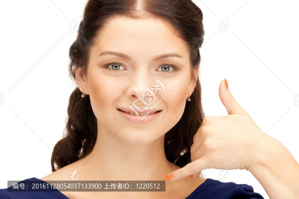 女人做一個叫我的手勢